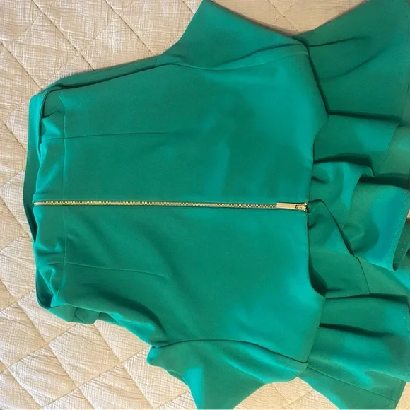 Calvin Klein Green Sheath Dress with Flutter Sleeves - Picture 3 of 4
